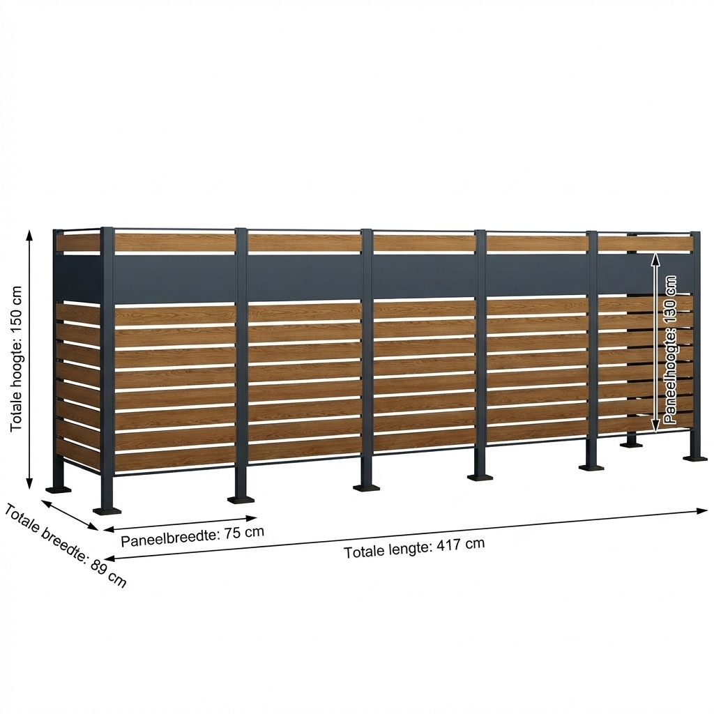 Kliko ombouw - 5 containers - 417x89x150cm - antraciet houtlook