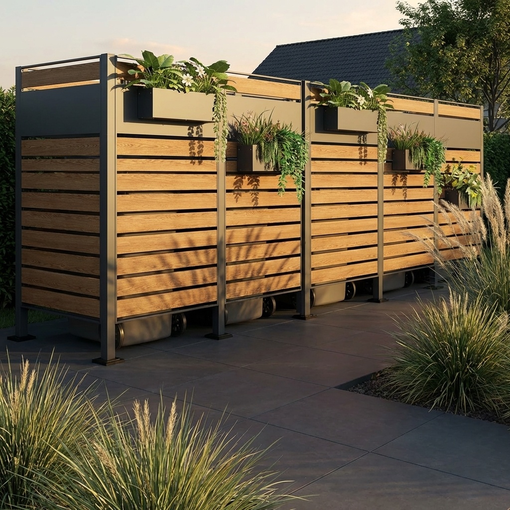 Kliko ombouw - 5 containers - 417x89x150cm - antraciet houtlook