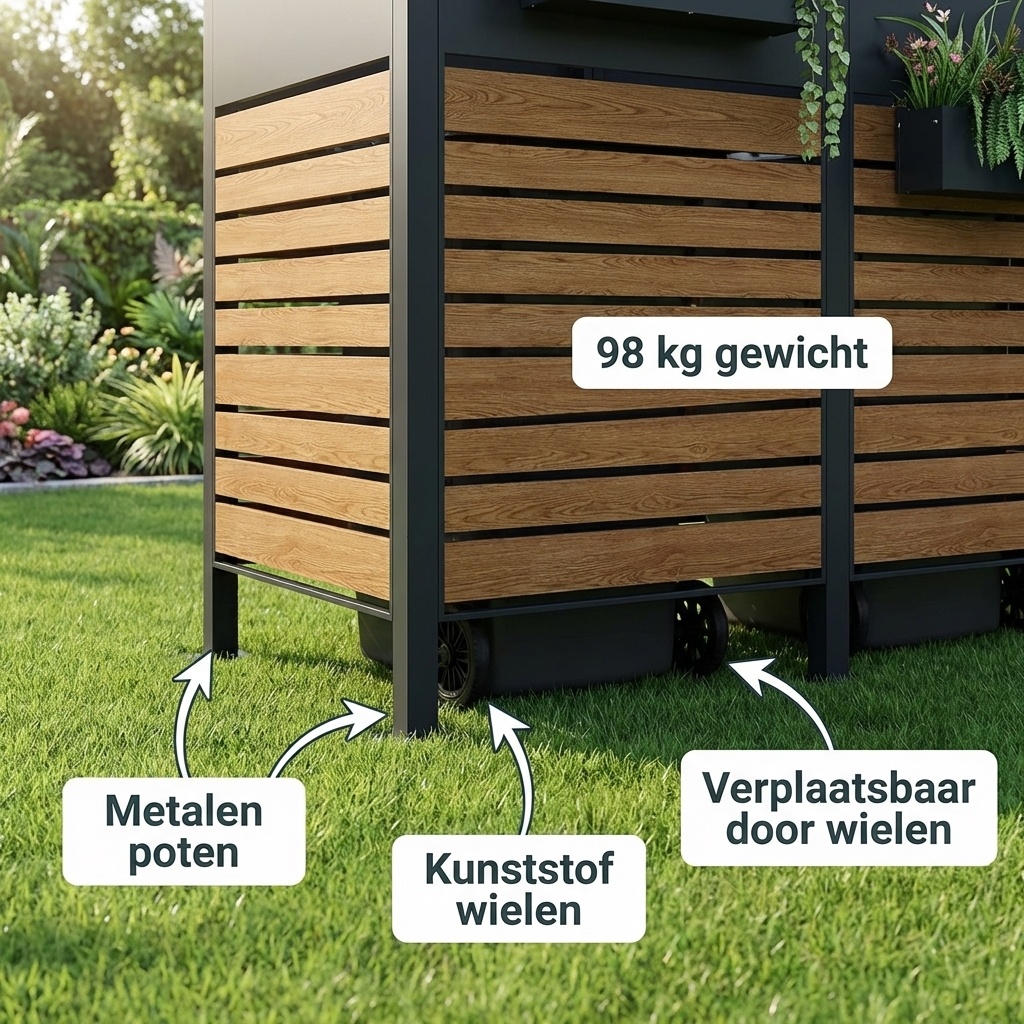 Kliko ombouw - 5 containers - 417x89x150cm - antraciet houtlook