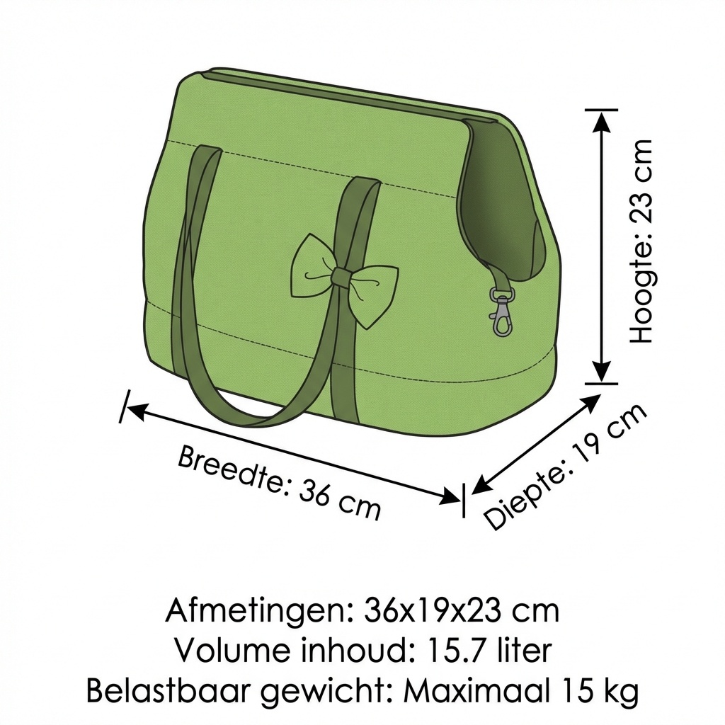 Hondendraagtas - kleine honden - honden transporttas - groen - 36x19x23 cm - stijlvol - schoudertas