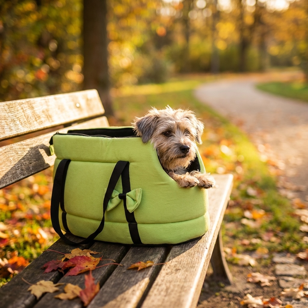 Hondendraagtas - kleine honden - honden transporttas - groen - 36x19x23 cm - stijlvol - schoudertas