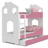Kinder stapelbed roze - 160 x 80 cm - huisbed inclusief matras