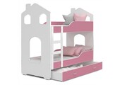 Kinder stapelbed roze - 160 x 80 cm - huisbed inclusief matras