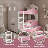 Kinder stapelbed roze - 160 x 80 cm - huisbed inclusief matras