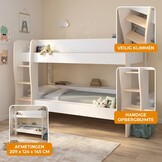ROOMY - Stapelbed  - 90x200cm - wit eiken