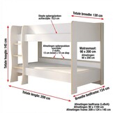 ROOMY - Stapelbed  - 90x200cm - wit eiken