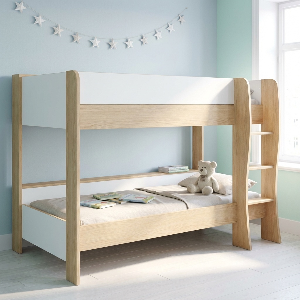 ROOMY - Stapelbed  - 90x200cm - wit eiken