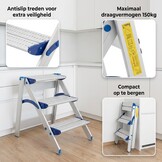 Huishoudtrap - 3 treden - aluminium - werkhoogte 270 cm