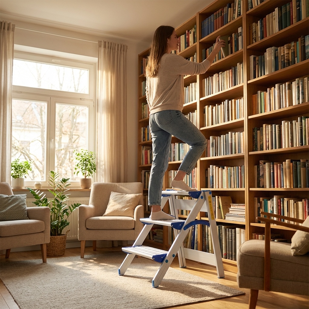 Huishoudtrap - 3 treden - aluminium - werkhoogte 270 cm