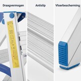 Huishoudtrap - 3 treden - aluminium - werkhoogte 270 cm