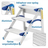 Huishoudtrap - 3 treden - aluminium - werkhoogte 270 cm