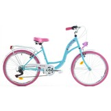 Meisjesfiets - 24 inch fiets - 6 versnellingen - blauw roze