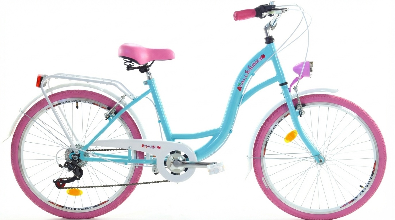 Meisjesfiets - 24 inch fiets - 6 versnellingen - blauw roze