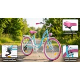 Meisjesfiets - 24 inch fiets - 6 versnellingen - blauw roze