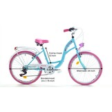 Meisjesfiets - 24 inch fiets - 6 versnellingen - blauw roze