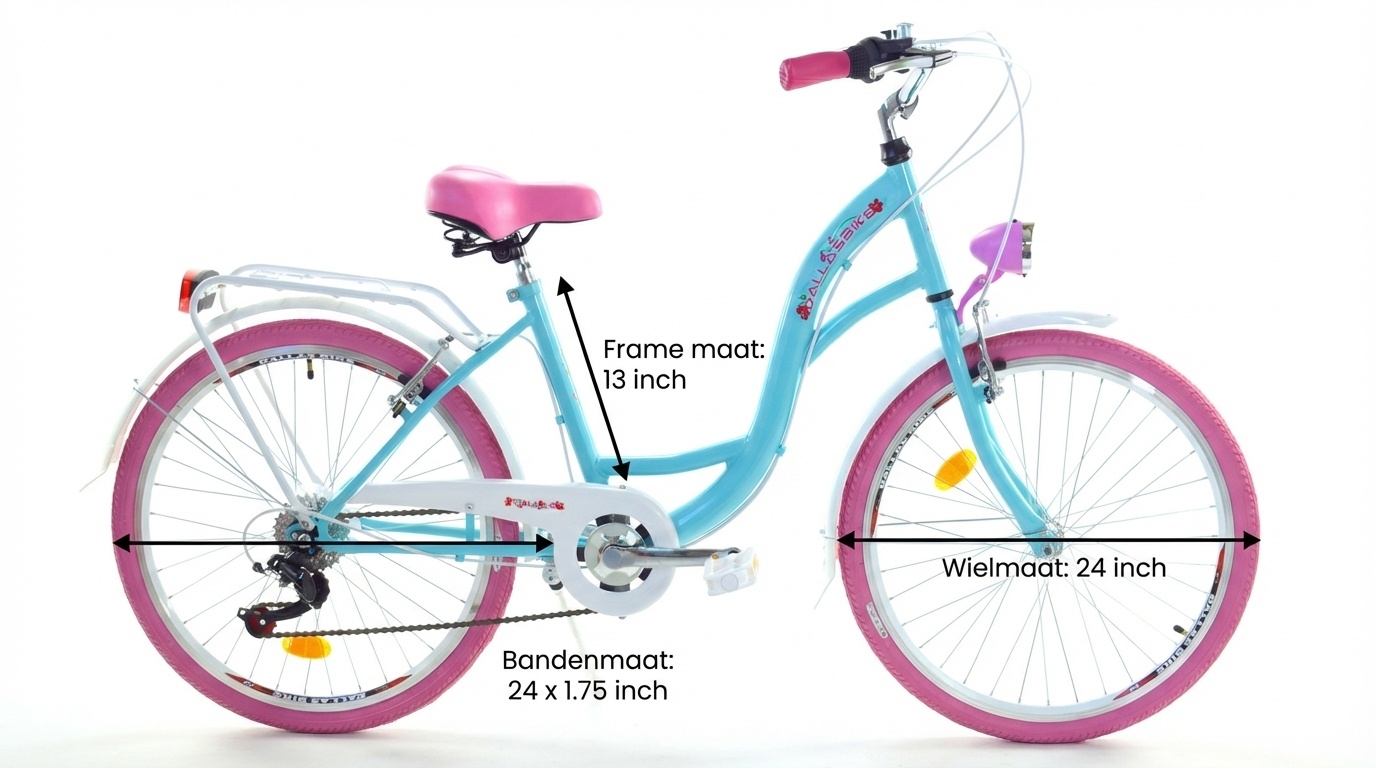 Meisjesfiets - 24 inch fiets - 6 versnellingen - blauw roze