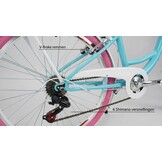 Meisjesfiets - 24 inch fiets - 6 versnellingen - blauw roze