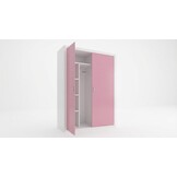 Kledingkast met 2 deuren - 90x50x190 cm, wit/roze MDF/grenenhout