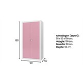 Kledingkast met 2 deuren - 90x50x190 cm, wit/roze MDF/grenenhout
