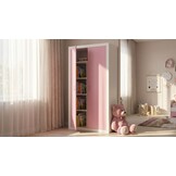 Kledingkast met 2 deuren - 90x50x190 cm, wit/roze MDF/grenenhout