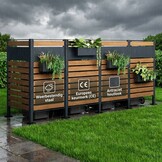 Kliko ombouw - 4 containers - 335x89x150cm - antraciet houtlook