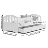 Kinderbed met lade wit 200x90cm MDF & grenen, inclusief matras