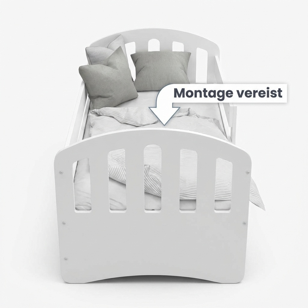 Kinderbed met lade wit 200x90cm MDF & grenen, inclusief matras