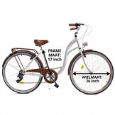 Meisjesfiets - 26 inch - met 7 versnellingen - wit bruin