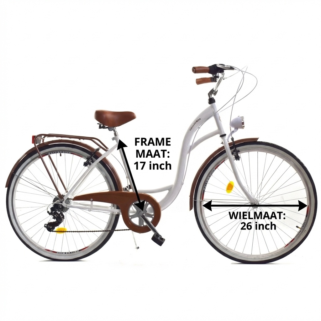 Meisjesfiets - 26 inch - met 7 versnellingen - wit bruin