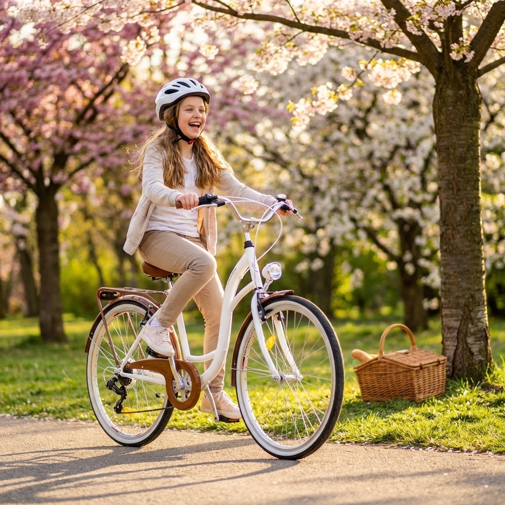 Meisjesfiets - 26 inch - met 7 versnellingen - wit bruin