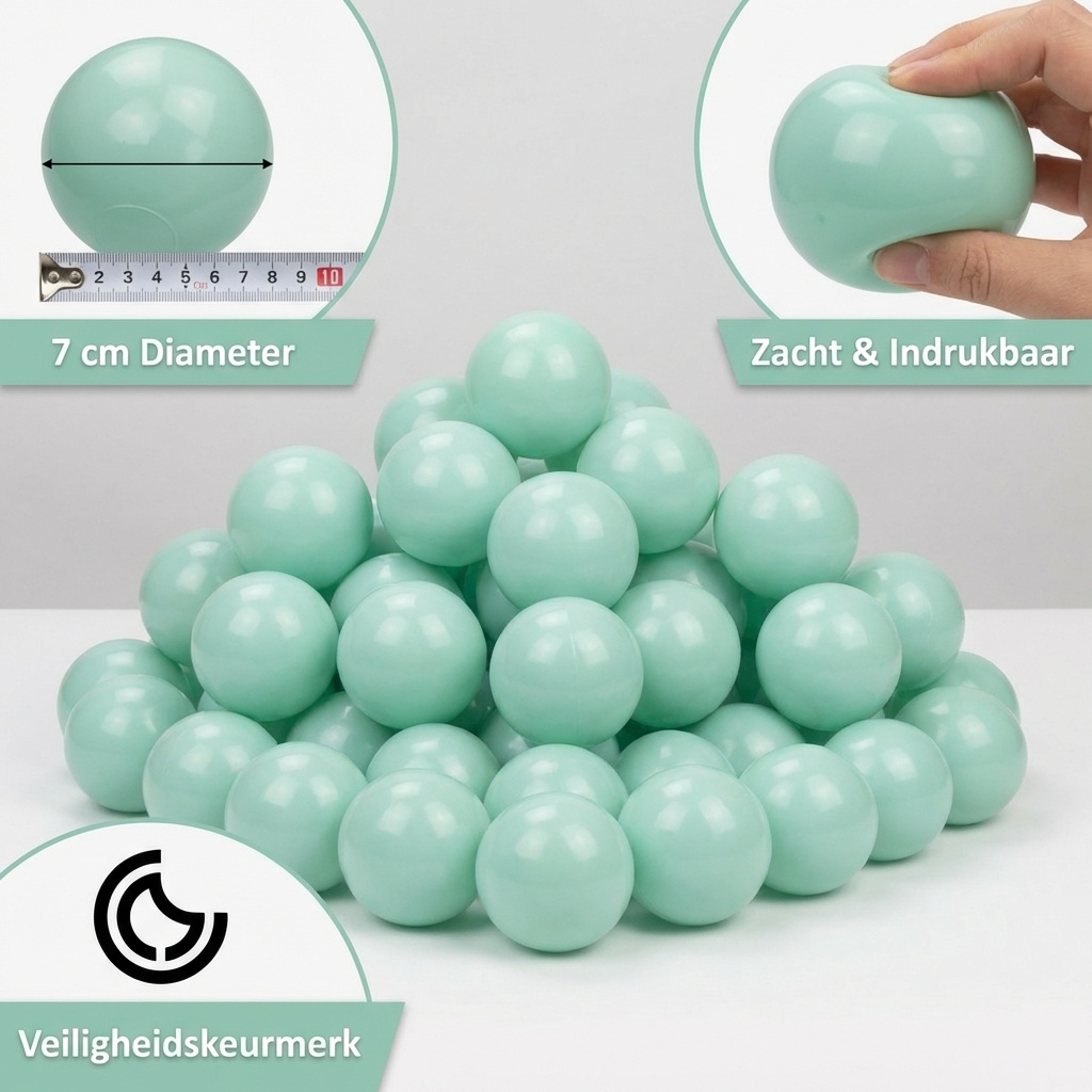 Ballenbak ballen licht mint (70mm) 100 stuks