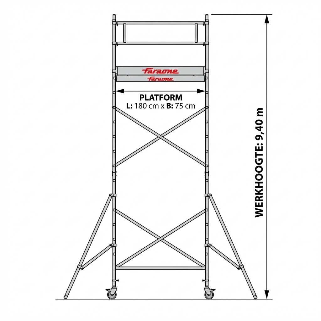 Steiger TOP-SYSTEM 75x180cm - Werkhoogte 9,40m