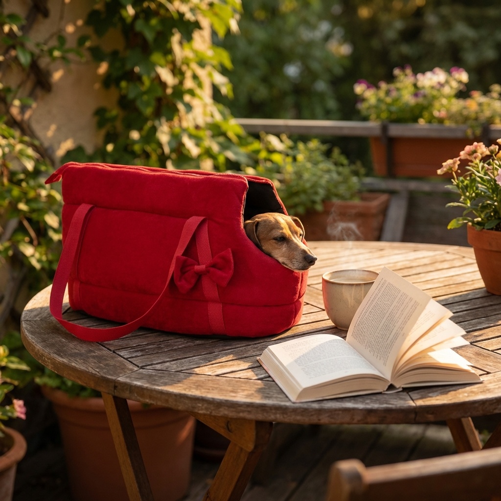 Hondendraagtas - kleine honden - honden transporttas - rood - 36x19x23 cm - stijlvol - schoudertas
