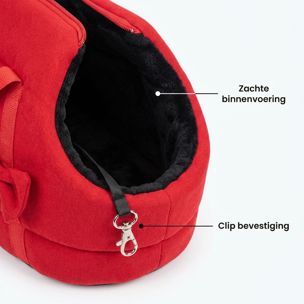 Hondendraagtas - kleine honden - honden transporttas - rood - 36x19x23 cm - stijlvol - schoudertas