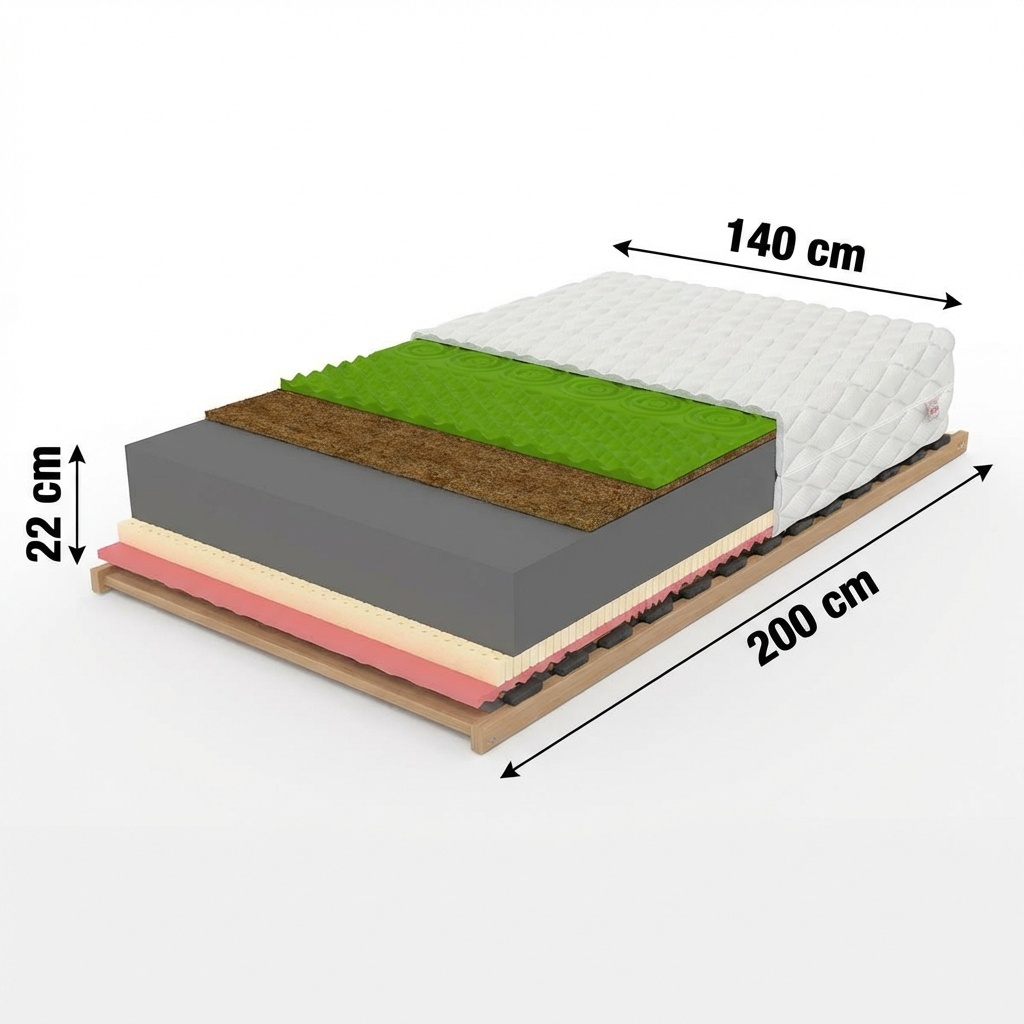 Geheugenmatras 22cm | 140x200 | H3/H4 | 7 Zones