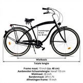 Herenfiets - beach cruiser - 28" - 3 versnellingen - zwart