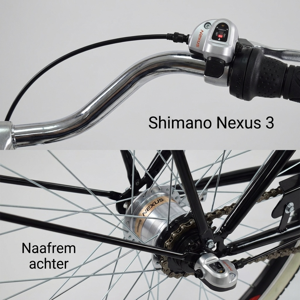 Herenfiets - beach cruiser - 28" - 3 versnellingen - zwart