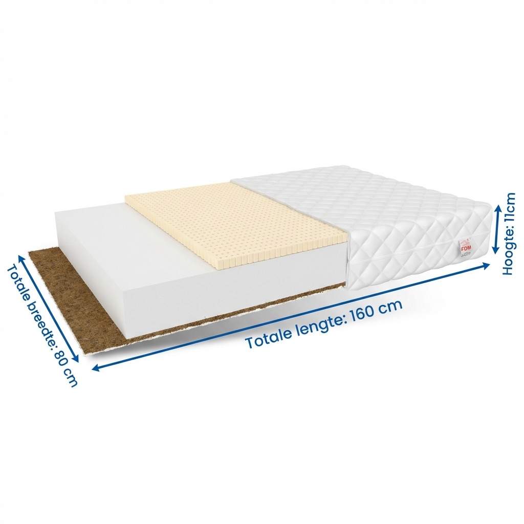 Matras 80x160 - koudschuim - 11cm - kokoslaag - ventilatie latex