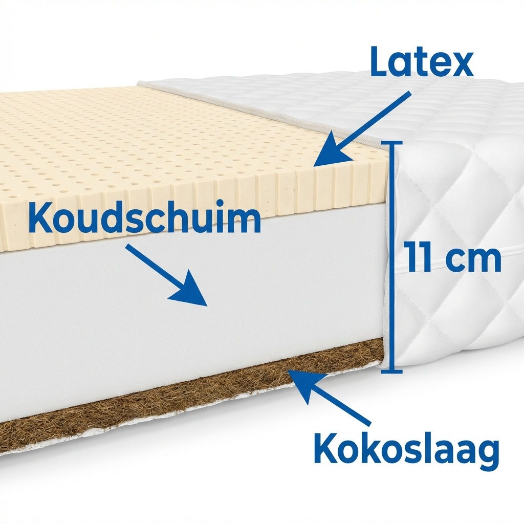 Matras 80x160 - koudschuim - 11cm - kokoslaag - ventilatie latex