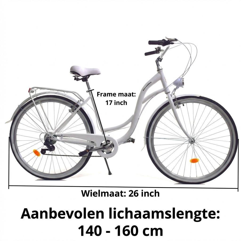 Meisjesfiets - 26 inch - met 7 versnellingen - wit