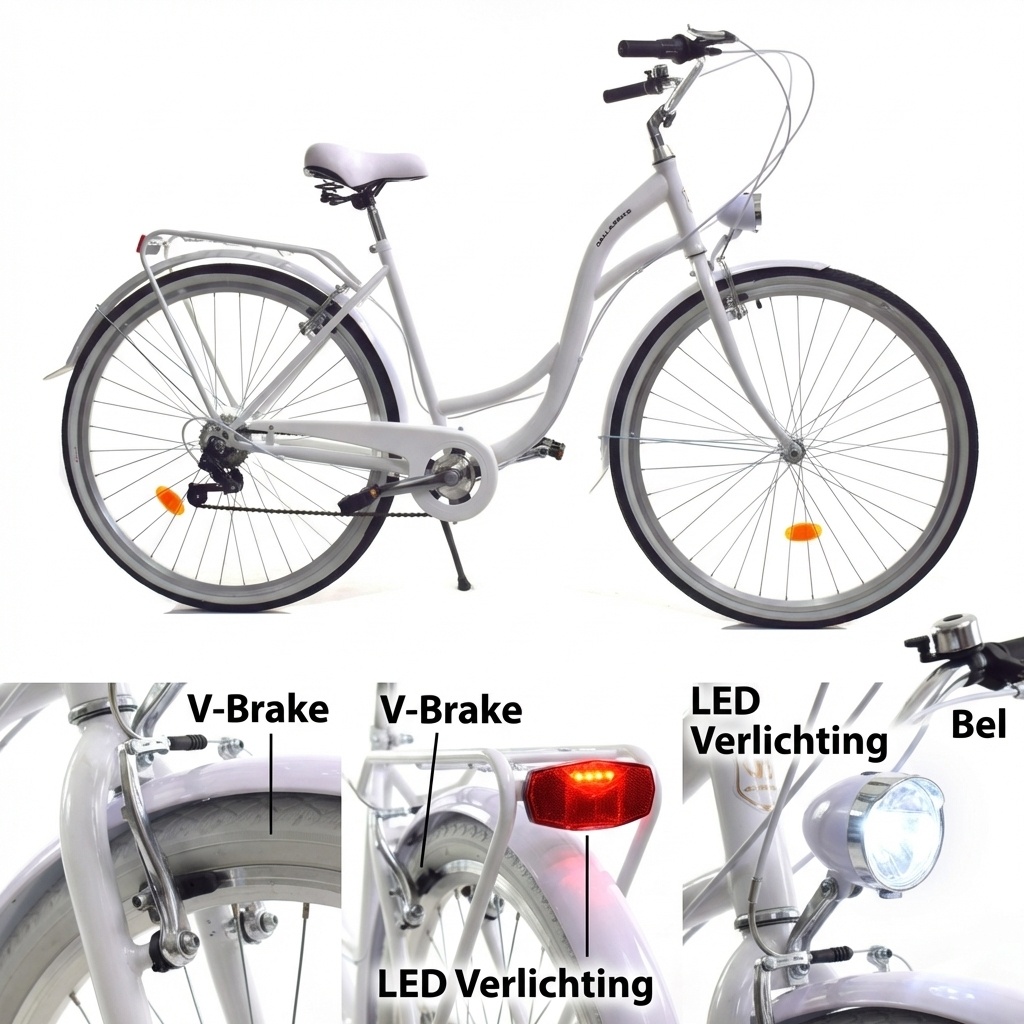 Meisjesfiets - 26 inch - met 7 versnellingen - wit