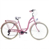 Meisjesfiets 26 inch - stadsfiets 7 versnellingen - roze creme