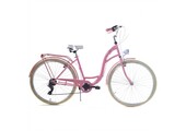 Meisjesfiets 26 inch - stadsfiets 7 versnellingen - roze creme