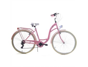 Meisjesfiets 26 inch - stadsfiets 7 versnellingen - roze creme