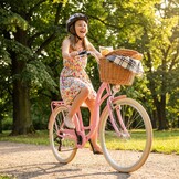 Meisjesfiets 26 inch - stadsfiets 7 versnellingen - roze creme
