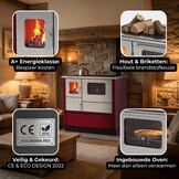 Houtfornuis - 75x60x85cm - 8kW - rood grijs - A+