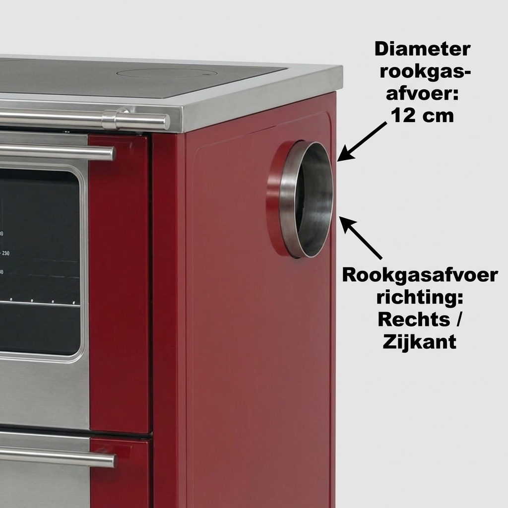 Houtfornuis - 75x60x85cm - 8kW - rood grijs - A+