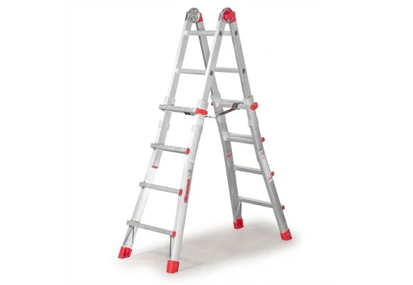 Vouwladder - uitschuifbaar - werkhoogte 4,70 m - aluminium