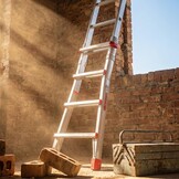 Vouwladder - uitschuifbaar - werkhoogte 4,70 m - aluminium