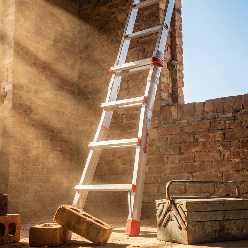 Vouwladder - uitschuifbaar - werkhoogte 4,70 m - aluminium